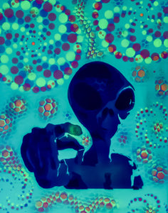 Alien2 Glow in the Dark Original Canvas 11x14" INCLUDES (2) FREE Purple Laser Pointer w/ Starry Tip