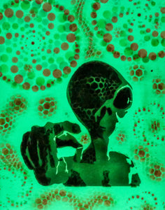 Alien2 Glow in the Dark Original Canvas 11x14" INCLUDES (2) FREE Purple Laser Pointer w/ Starry Tip