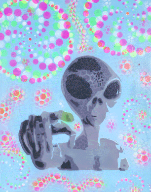 Alien2 Glow in the Dark Original Canvas 11x14