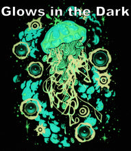 Jelly Fish Glow in the Dark CROP TOP HOODIE Black includes FREE MINI BLACK LIGHT