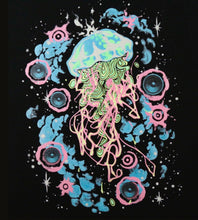 Jelly Fish Glow in the Dark CROP TOP HOODIE Black includes FREE MINI BLACK LIGHT