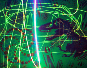 Dino2 Glow in the Dark Original Canvas 11x14" INCLUDES (2) FREE Purple Laser Pointer w/ Starry Tip