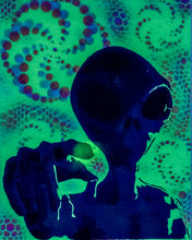 Alien 3 Medium Glow in the Dark Original Canvas 11x14" INCLUDES (2) FREE Purple Laser Pointer w/ Starry Tip