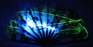 Clack Fans ALL OVER GLOW FAN- 3D Cubes Printed Design includes FREE Mini Black light