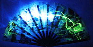 Clack Fans ALL OVER GLOW FAN- 3D Cubes Printed Design includes FREE Mini Black light