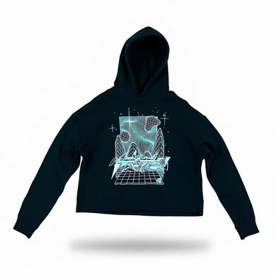 Drik The Villian Glow in the Dark CROP TOP HOODIE Black includes FREE MINI BLACK LIGHT