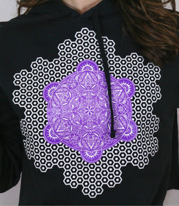 I Am Electric Glow in the Dark CROP TOP HOODIE Black includes FREE MINI BLACK LIGHT