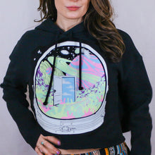 Spaceman Glow in the Dark CROP TOP HOODIE Black includes FREE MINI BLACK LIGHT