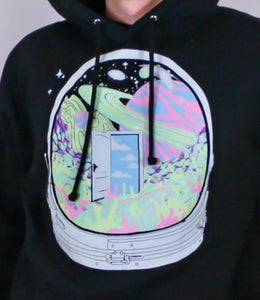 Deep Space Hyph- Glow in the Dark MENS HOODIE includes FREE MINI BLACK LIGHT