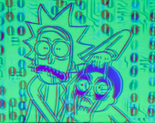 Rick and Morty in the Matrix Glow in the Dark Original Canvas 8x10" INCLUDES (1) FREE Purple Laser Pointer w/ Starry Tip