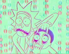 Rick and Morty in the Matrix Glow in the Dark Original Canvas 8x10" INCLUDES (1) FREE Purple Laser Pointer w/ Starry Tip
