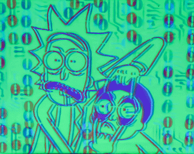 Rick and Morty in the Matrix Glow in the Dark Original Canvas 8x10