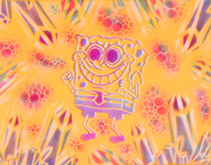 SpongeBob Hyph Pants Glow in the Dark Original Canvas 11x14" INCLUDES (2) FREE Purple Laser Pointer w/ Starry Tip