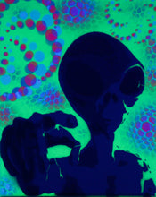 Hyphy Alien-2 Glow in the Dark Original Canvas 8x10" INCLUDES (1) FREE Purple Laser Pointer w/ Starry Tip