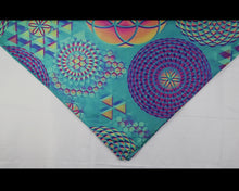 Hyphy Bandana Blue Fractals- Inside corner GLOWS includes FREE Mini Black Light