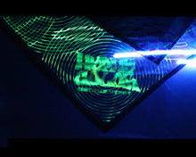 Hyphy Bandana Blue Fractals- Inside corner GLOWS includes FREE Mini Black Light