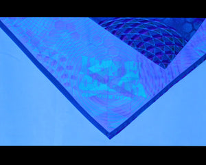 Hyphy Bandana Blue Fractals- Inside corner GLOWS includes FREE Mini Black Light