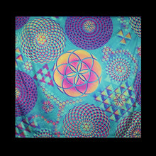 Hyphy Bandana Blue Fractals- Inside corner GLOWS includes FREE Mini Black Light