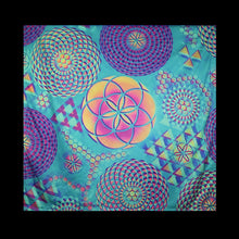 Hyphy Bandana Blue Fractals- Inside corner GLOWS includes FREE Mini Black Light