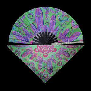 Matching Set UV REACTIVE GREEN Bandana/Clack Fan SAVE $10 includes (2) Free Black Lights