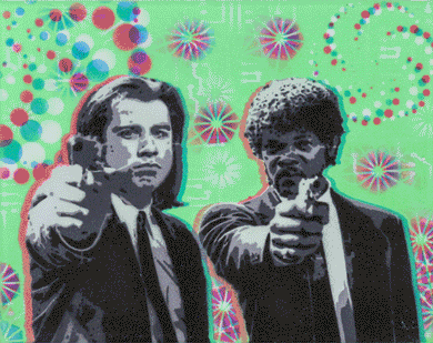 Hyphy Gangsters in Space-1 Glow in the Dark Original Canvas 8x10