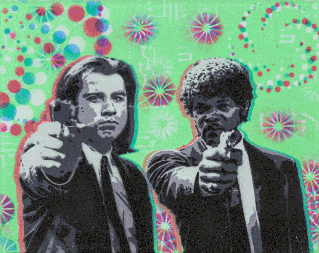 Hyphy Gangsters in Space-1 Glow in the Dark Original Canvas 8x10