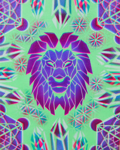 Hyphy Lion Glow in the Dark Original Canvas 11x14" INCLUDES (2) FREE Purple Laser Pointer w/ Starry Tip