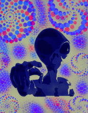 Hyphy Alien-4 Glow in the Dark Original Canvas 11x14" INCLUDES (2) FREE Purple Laser Pointer w/ Starry Tip