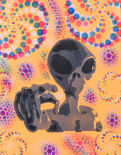 Hyphy Alien-4 Glow in the Dark Original Canvas 11x14" INCLUDES (2) FREE Purple Laser Pointer w/ Starry Tip