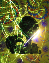 Hyphy Alien-4 Glow in the Dark Original Canvas 11x14" INCLUDES (2) FREE Purple Laser Pointer w/ Starry Tip