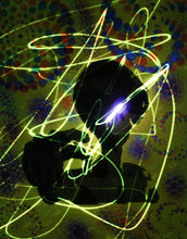Hyphy Alien-4 Glow in the Dark Original Canvas 11x14" INCLUDES (2) FREE Purple Laser Pointer w/ Starry Tip