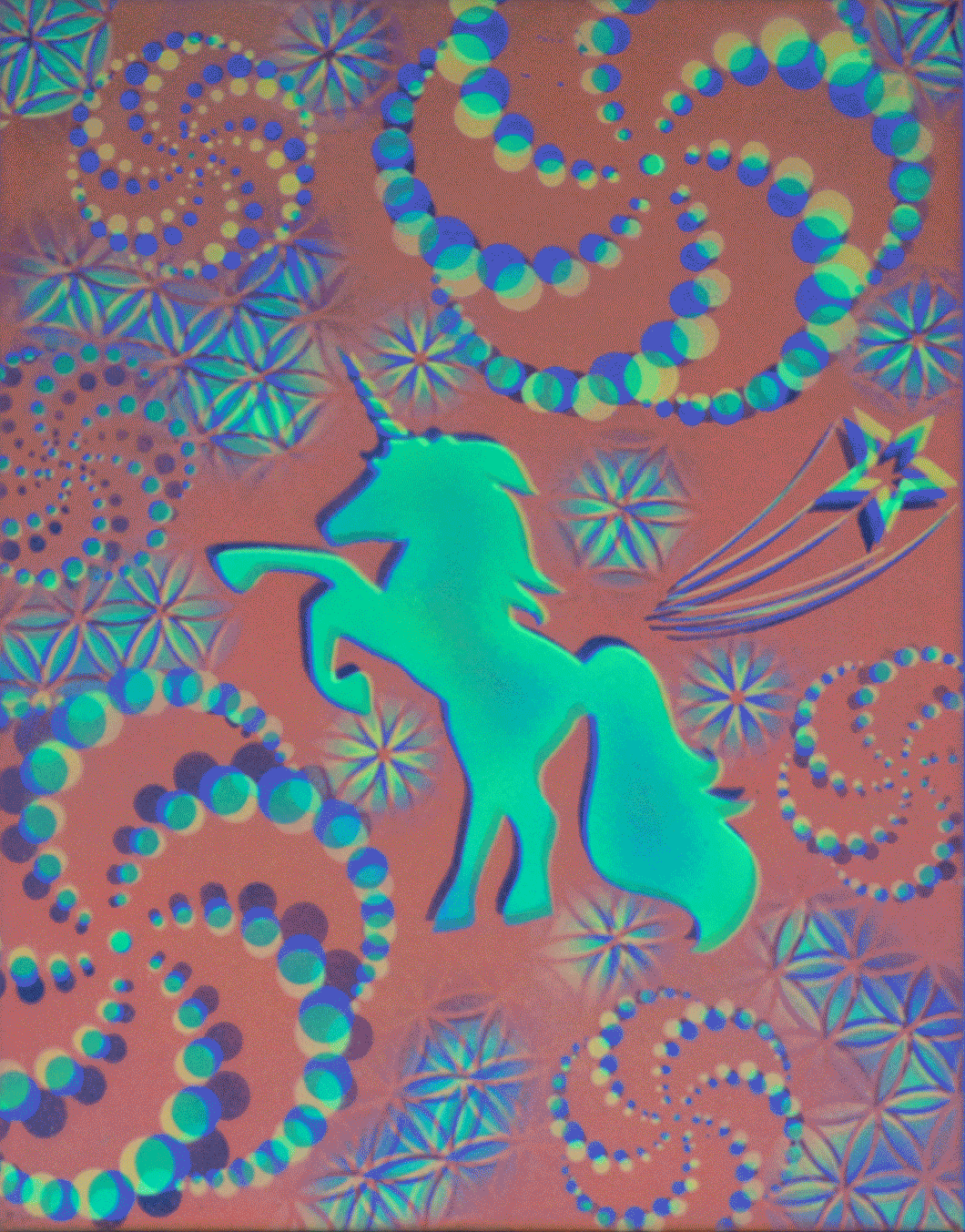 Hyphy Unicorn Glow in the Dark Original Canvas 11x14