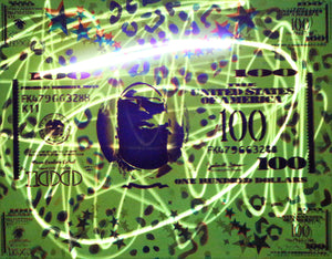 Hyphy Biggie Hundo Glow in the Dark Original Canvas 16x20" INCLUDES (4) FREE Purple Laser Pointer