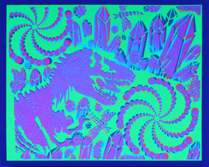 Glow in the Dark Art Print #11 Hyphy Dino 2 SIZES includes free mini black light!!