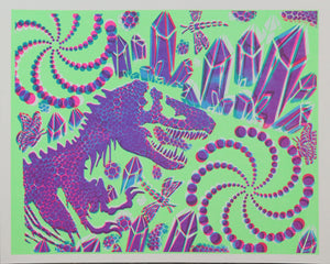 Glow in the Dark Art Print #11 Hyphy Dino 2 SIZES includes free mini black light!!