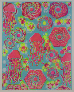 Glow in the Dark Art Print #5 Hyphy Jellies 2 SIZES includes free mini black light!!