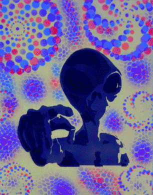 Hyphy Alien-4 Glow in the Dark Original Canvas 11x14