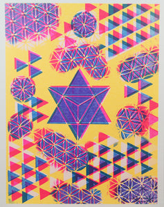 Glow in the Dark Art Print #2 Triangles on triangles 2 SIZES Includes free mini blacklight!!