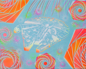 Hyphy Falcon-2 Glow in the Dark Original Canvas 11x14" INCLUDES (2) FREE Purple Laser Pointer w/ Starry Tip