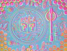 MEGA-Hyphy Tipper Beats BlueGlow/Pink/Yellow 48"x 36" Over sized painting includes FREE SOUND ACTIVATED Laser Projector!